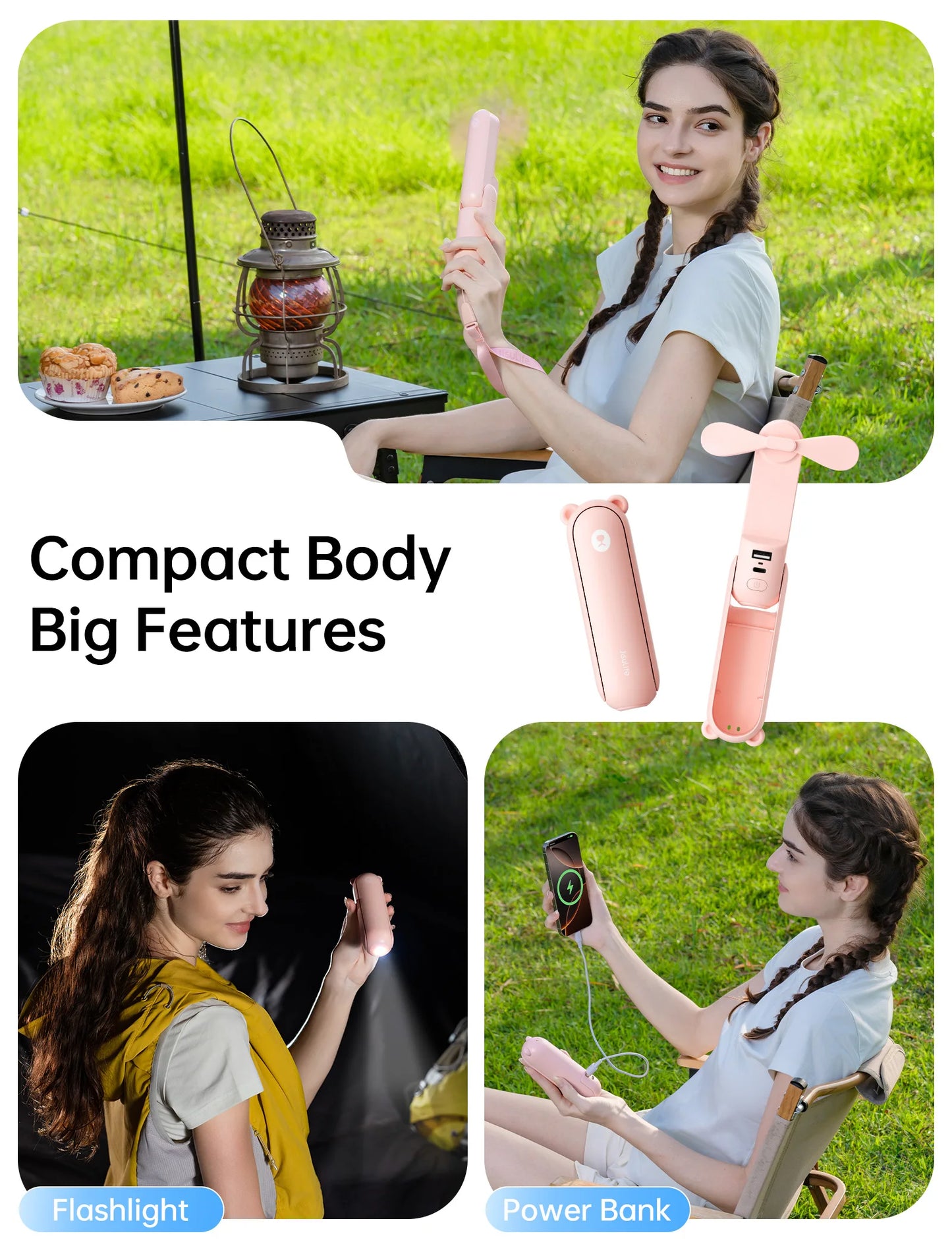 JISULIFE 3-in-1 Portable Power Fan