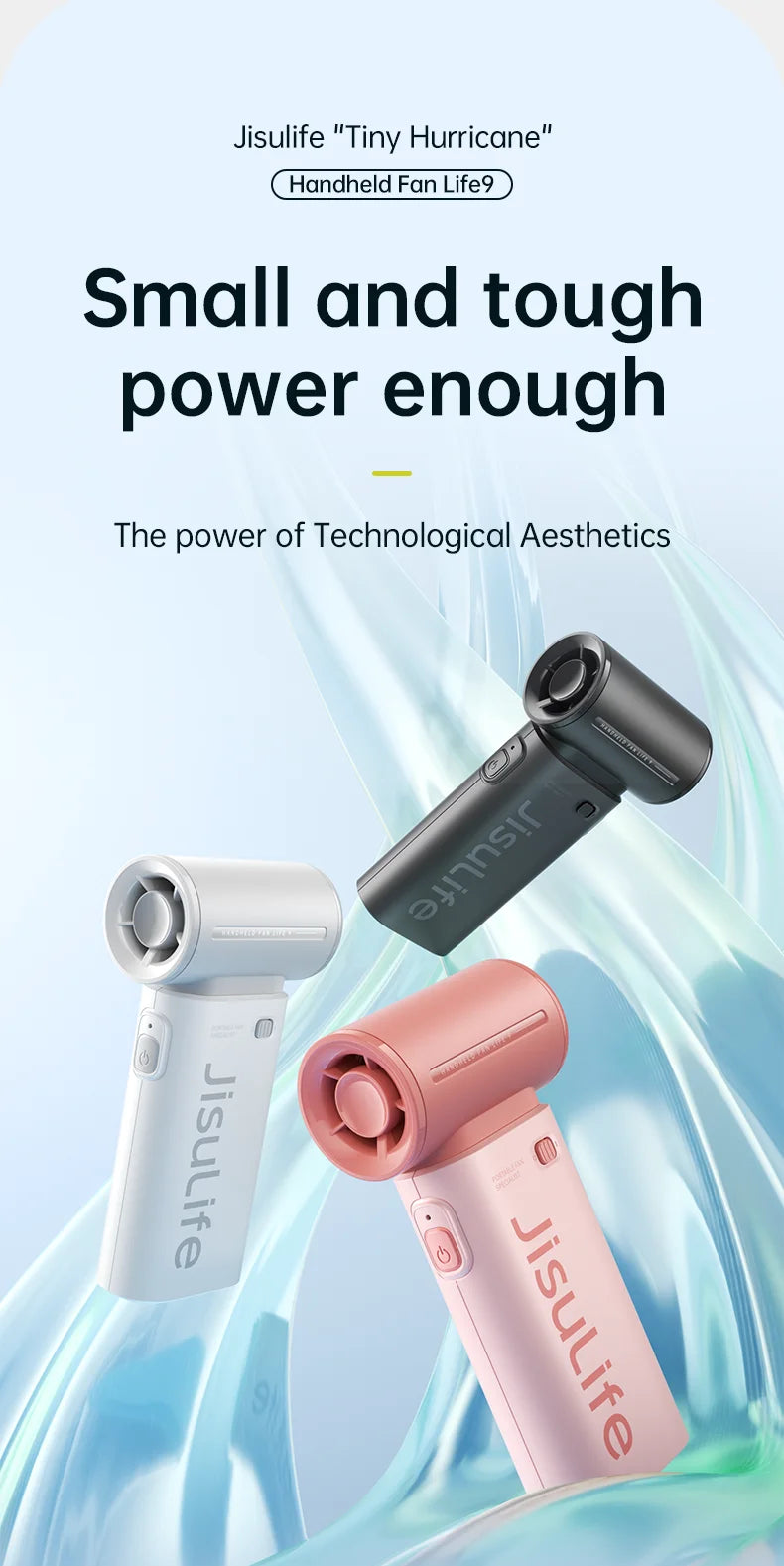 JISULIFE Turbo Handheld Pocket Fan